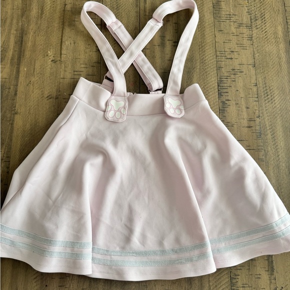 Hot Topic Blush Pink Cat Paw Suspender Skirt - Picture 2 of 9